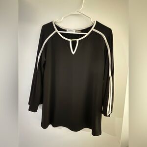 Calvin Klein Black Blouse with White Accents
